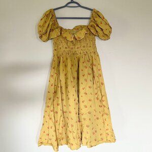 Yellow and Pink Floral Cottagecore Dress